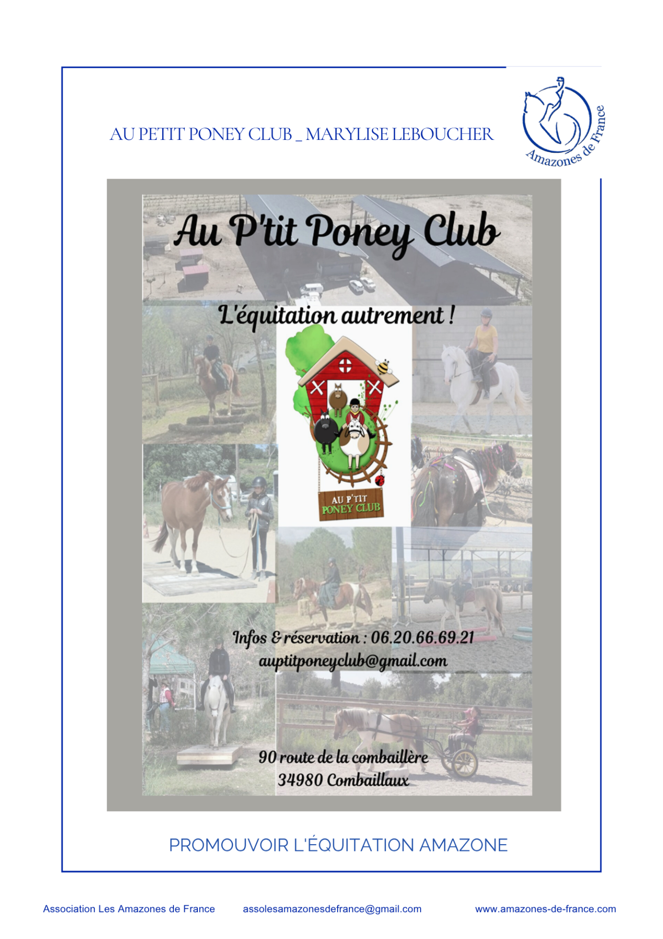 Au petit poney club marylise leboucher professionnels adherents les amazones de france