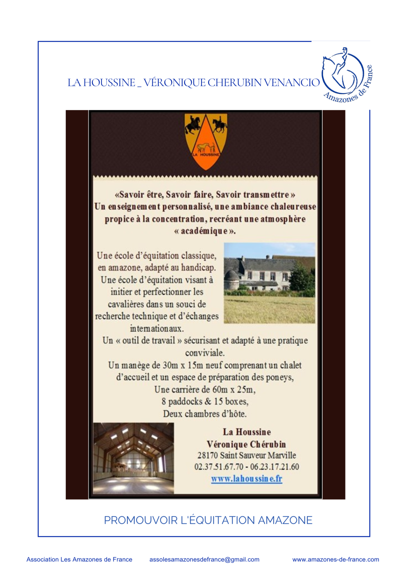 La houssine veronique cherubin venancio professionnels adherents les amazones de france